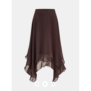 NWT Commense Chiffon Asymmetric Ruffled Midi Skirt Sz M